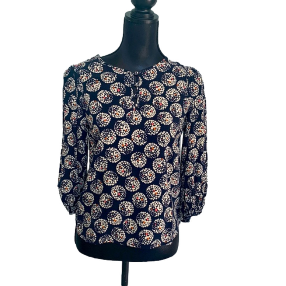 Anthropologie Maeve Geometric Blouson Abstract Blouse Top Size 4